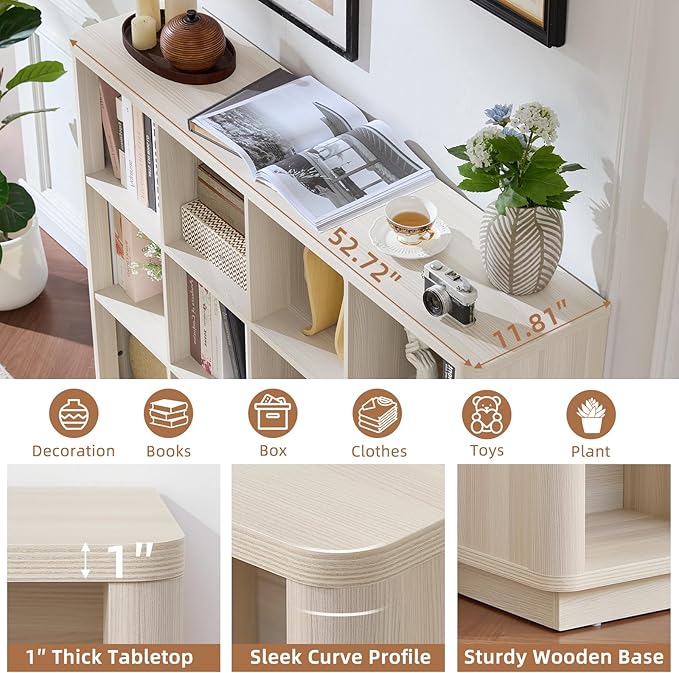 Joaxswe 12 Cube Storage Organizer, Wood Floor Standing 3-Tier Cubby Bookcase