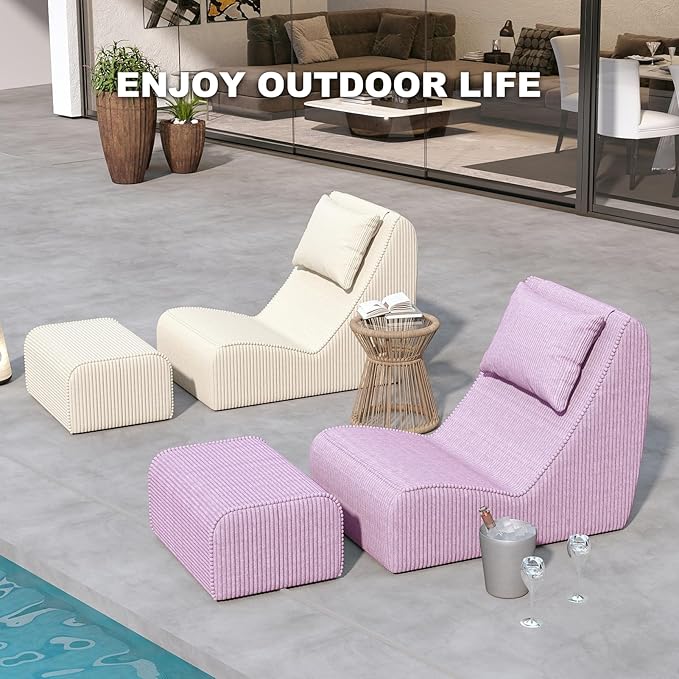 Giant Bean Bag Chair for Adults, Corduroy Chaise Lounge