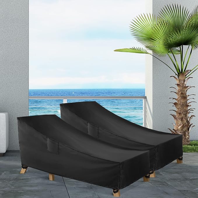 WLEAFJ Patio Chaise Lounge Cover Waterproof, Heavy Duty Outdoor Lounge Chair