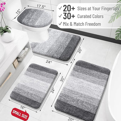 OLANLY Large Bathroom Rugs Mat 45x27, Extra Soft Absorbent Microfiber Bath Rugs, Rubber Backing, Quick Dry, Machine Washable Bath Mats for Bathroom Floor, Tub and Shower, Home Decor Accessories, Grey