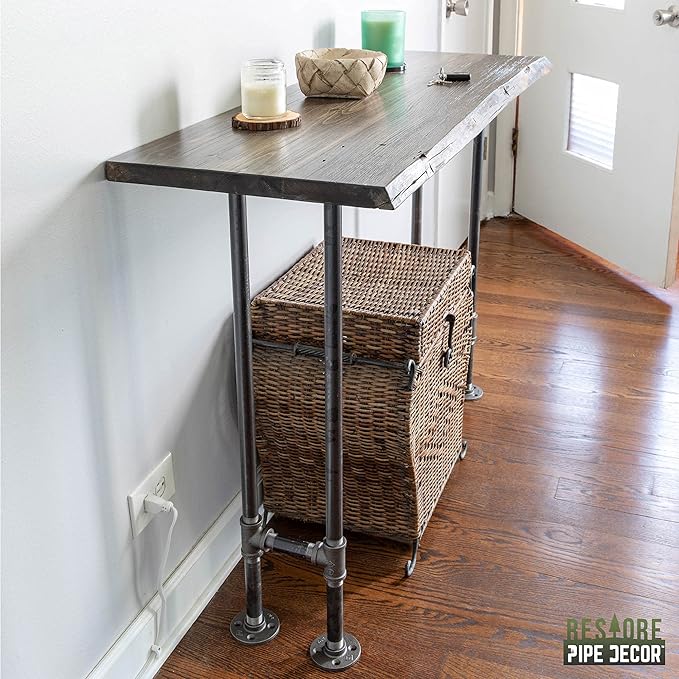 Restore by Pipe DÉCOR Live Edge Wood Console Table 48 in. x 16 in. x 34 in.