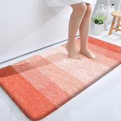 OLANLY Bathroom Runner Rugs Mat 44x24, Extra Soft Absorbent Microfiber Bath Rugs, Rubber Backing, Quick Dry, Washable Long Bath Mats for Bathroom Floor, Tub and Shower, Home Decor Accessories, Coral