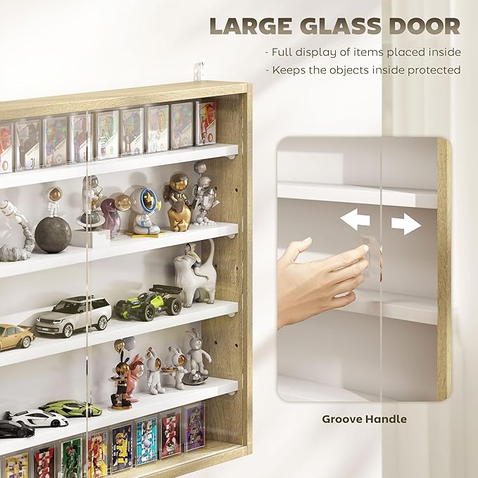 HOMCOM 5-Tier Display Cabinet, Glass Door Cabinet