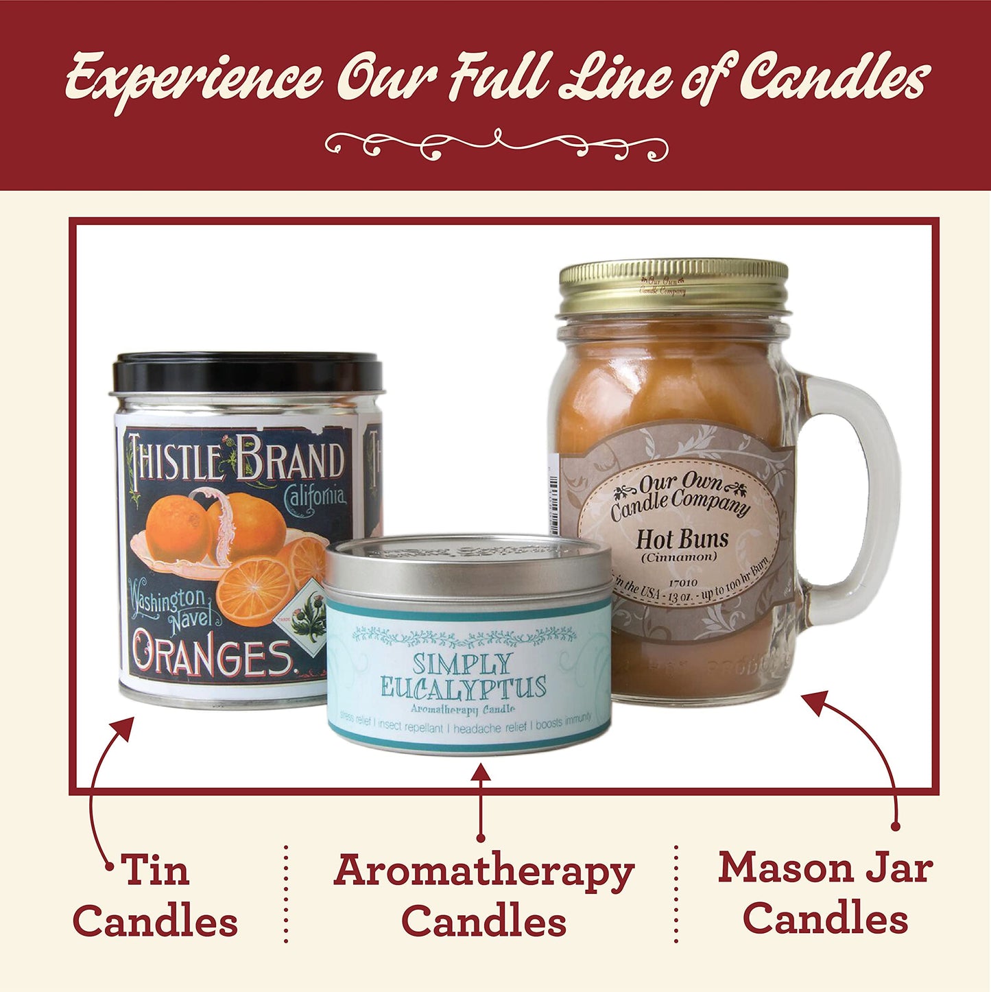 Our Own Candle Company Blood Orange Scented Mason Jar Candle, 100 Hour Burn Time - 13 Ounces
