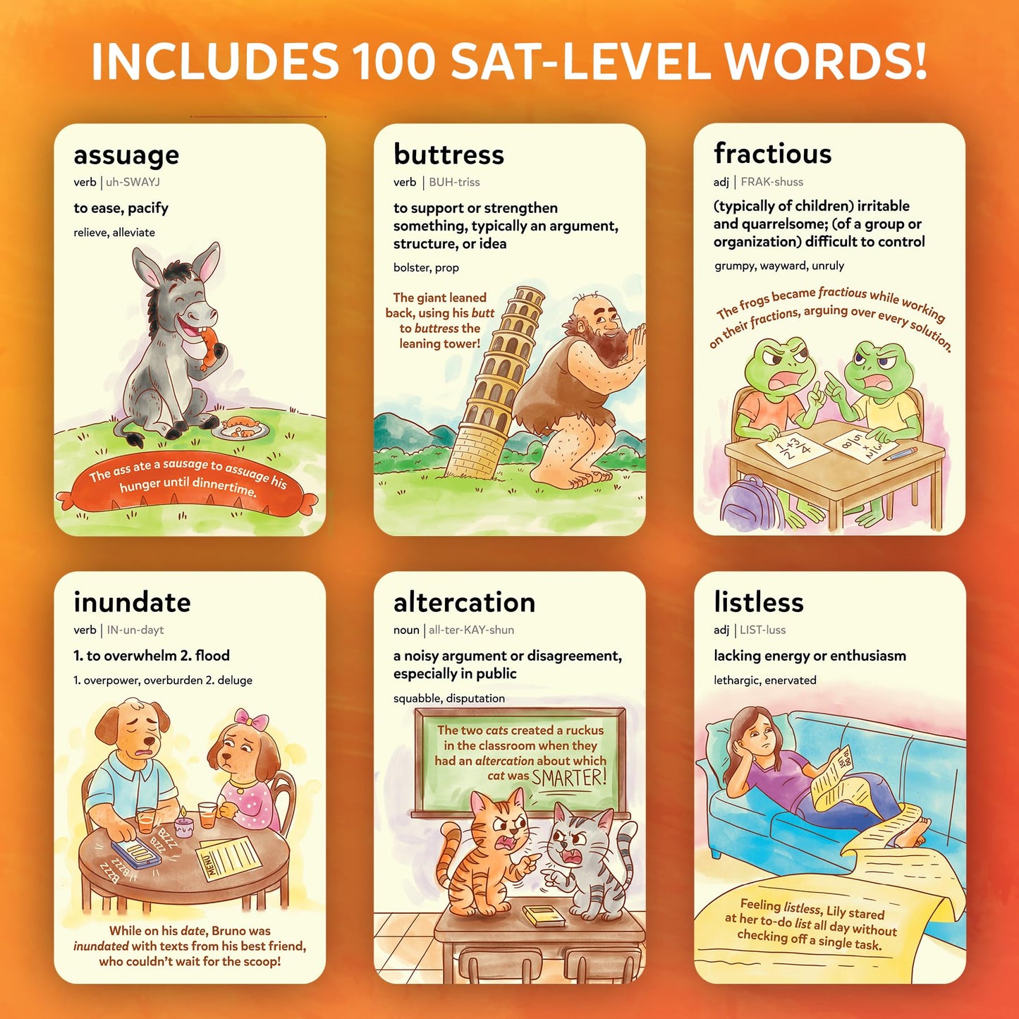 Skillmatics Vocabulary Flash Cards for SAT Prep – Learn 100 Words with Wordplay, Visuals & Soundplay, Study Aid & Educational Gift for Ages 12, 13, 14 & Up, Screen-Free Language Game