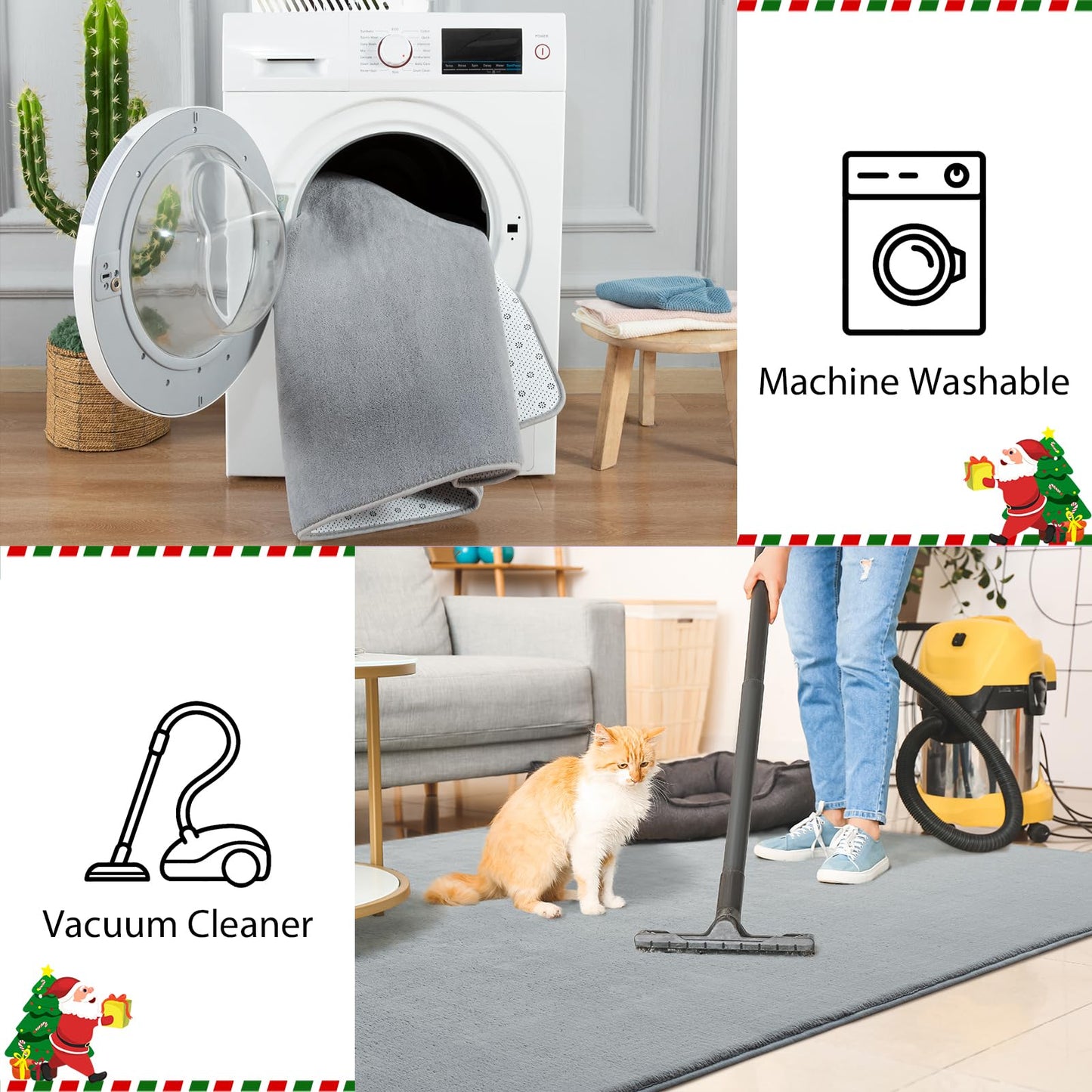Przemy Washable Area Rug for Living Room Bedroom, 6x9 Feet Grey Memory Foam Rug, Super Soft Modern Indoor Carpet for Kids Room Girls Boys Dorm Nursery Decor Mat