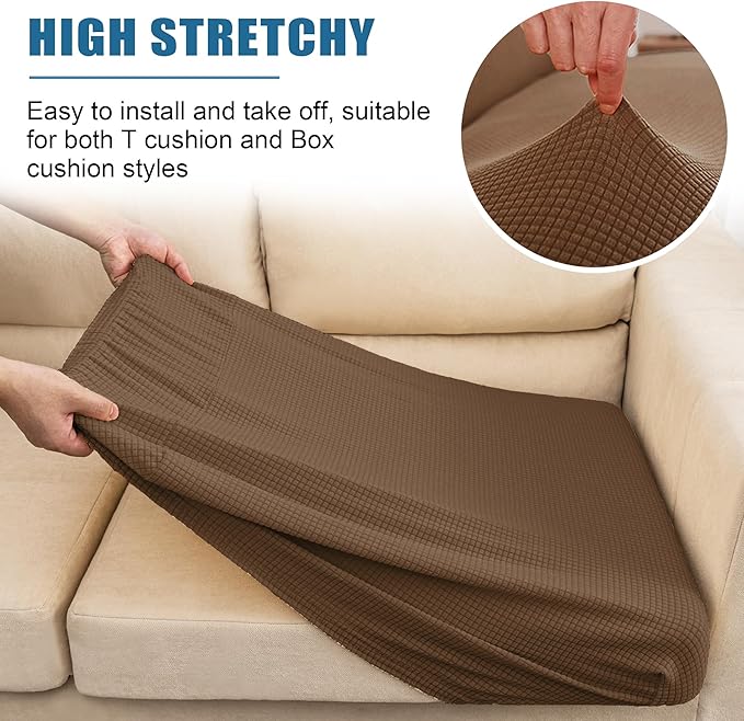 Water Repellent Couch Cushion Cover 3 Pieces Sofa Seat Cushion Covers, Stretch