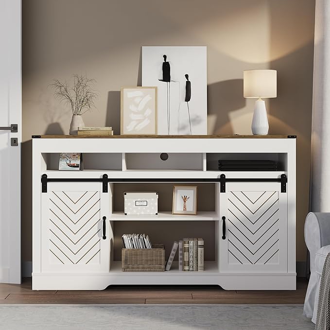 RoyalCraft TV Stand for 65+ Inch TV: Farmhouse Entertainment Center