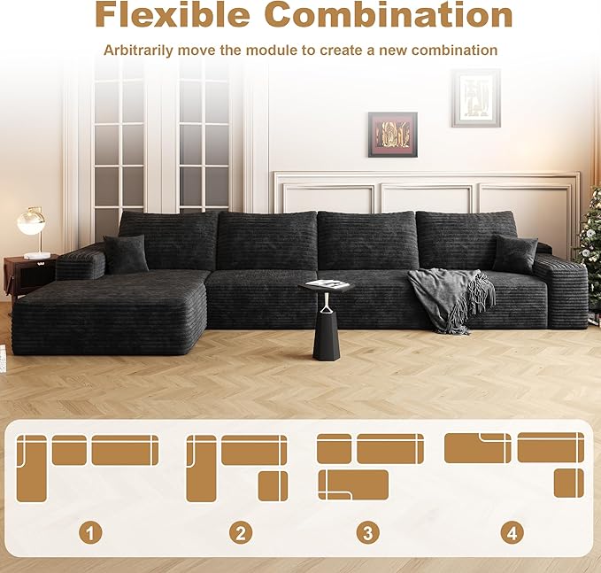 136" Sectional Couches for Living Room Cloud Couch Sofa