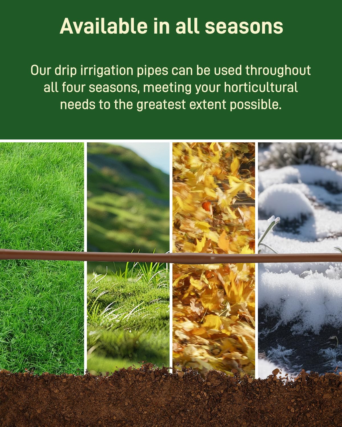 1/4" Drip Irrigation Tubing with 6" Emitter Spacing, (250 Ft Roll) Hydroponics Dripline with Built-in 0.5 GPH Dripper, Drip Line for Vegetation, Window Boxes and Garden (Brown)