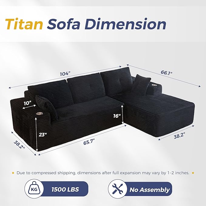 MAXYOYO 104" Modular Sectional Couch