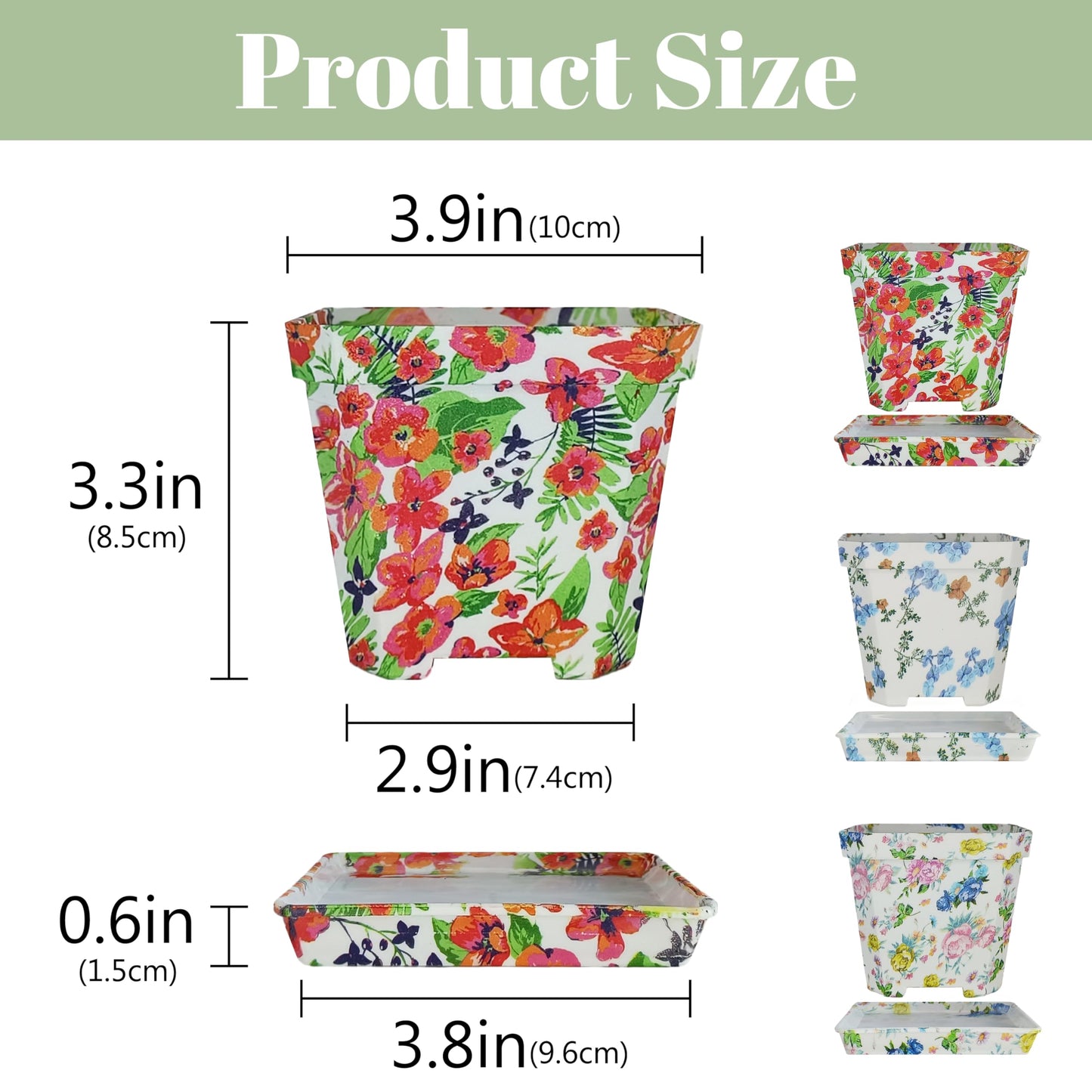 XINAOBAOLUO Plastic Plant Pots Printed Flower Pot with Pallet Container Indoor Outdoor of Your Room,Garden Office and Balcony Decor Modern Decorative Gardening Containers