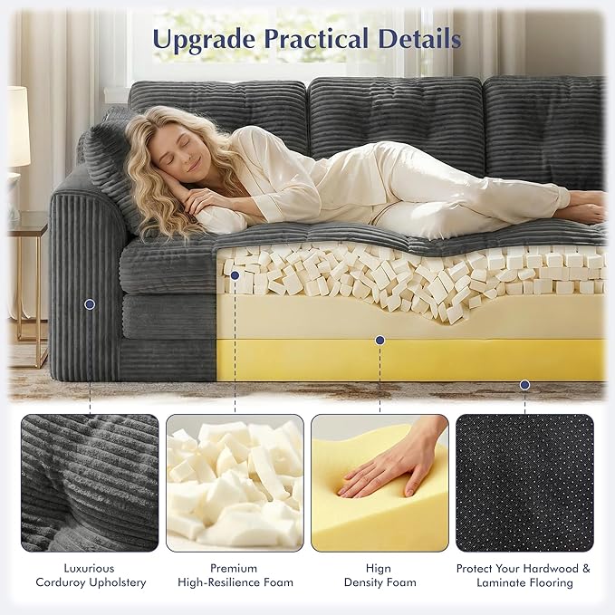 Homkdom 3 Seater Boneless Couch
