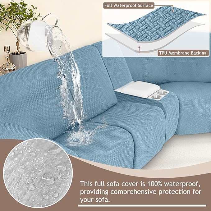 ALIECOM 100% Waterproof Recliner Sectional Couch Covers L Shape Stretch Corner