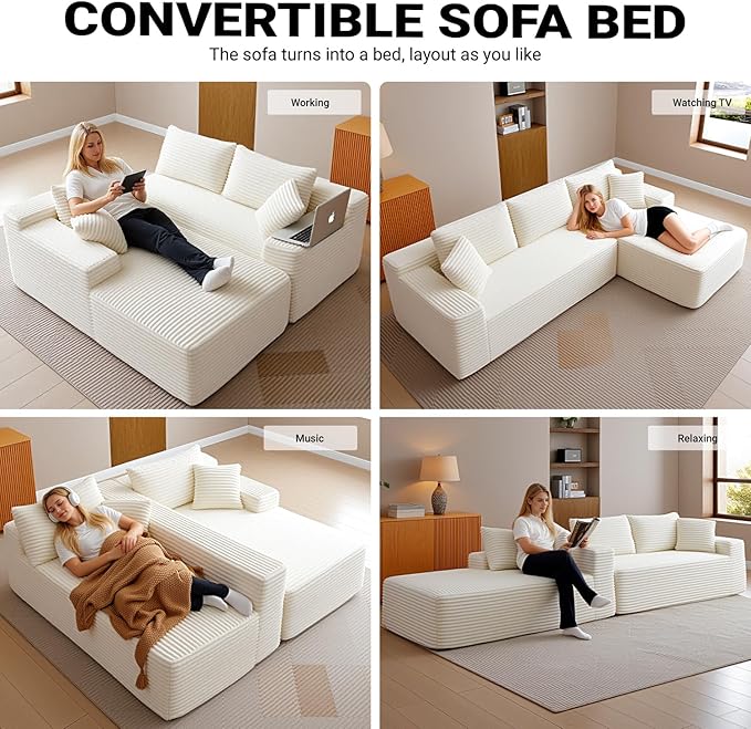 Cloud Sectional Couch, Corduroy Boneless Couches
