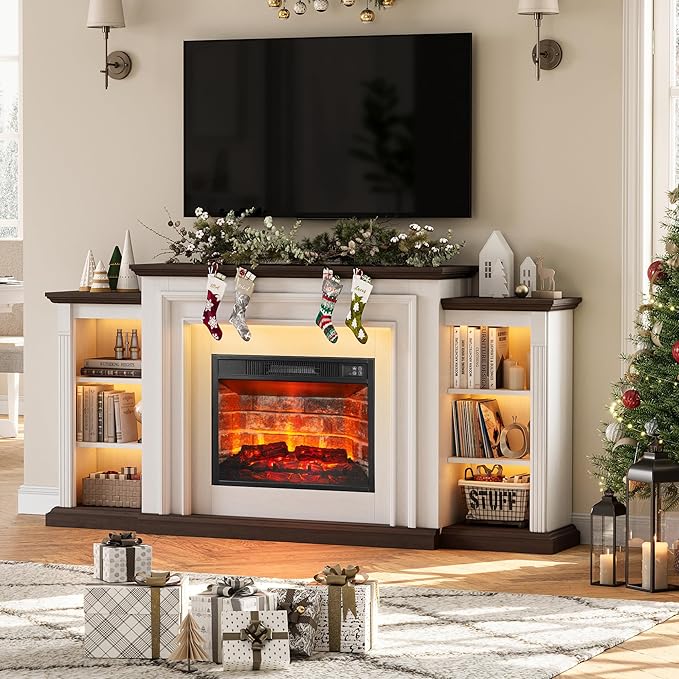 72" LED Lights Electric Fireplace