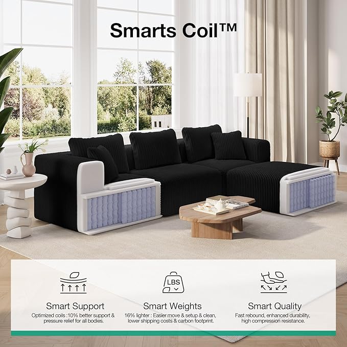 Novilla 141" Modular Sectional Sofa, Modern Cloud Sectional Couch