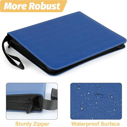 GERMUN 3 Ring 9 Pocket Zipper Card Binder, 720 Double Sided Standard PU Trading Card Album Folder for TCG & Sports Cards, Not Fit Top Loaders (Blue1)
