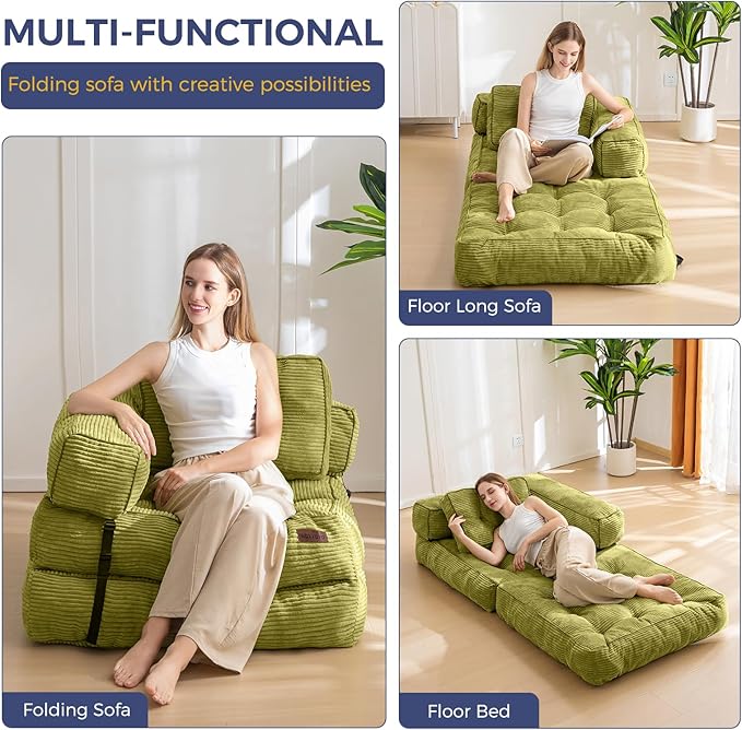 MAXYOYO Folding Sofa Bed, L-Shaped Convertible Sofa