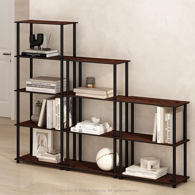 Furinno Turn-N-Tube Book Shelf, 3-Tier Bookshelf, Bookcase