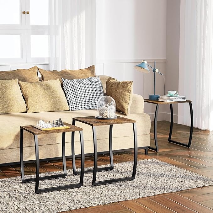 SRIWATANA Nesting Tables, Vintage Side End Tables Living Room, Coffee Snack