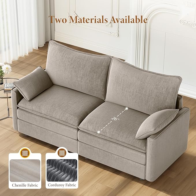 Vesgantti 74" Loveseat Sofa for Living Room, Comfy Cloud Couch Deep Seat