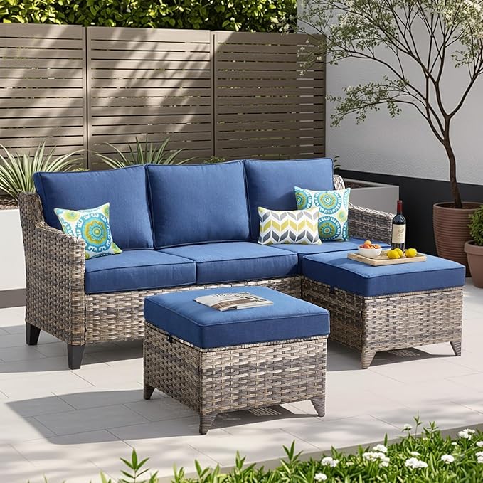 Buenhomino 3 Pieces Patio Furniture Sofa Set-Outdoor Wicker Patio Furniture