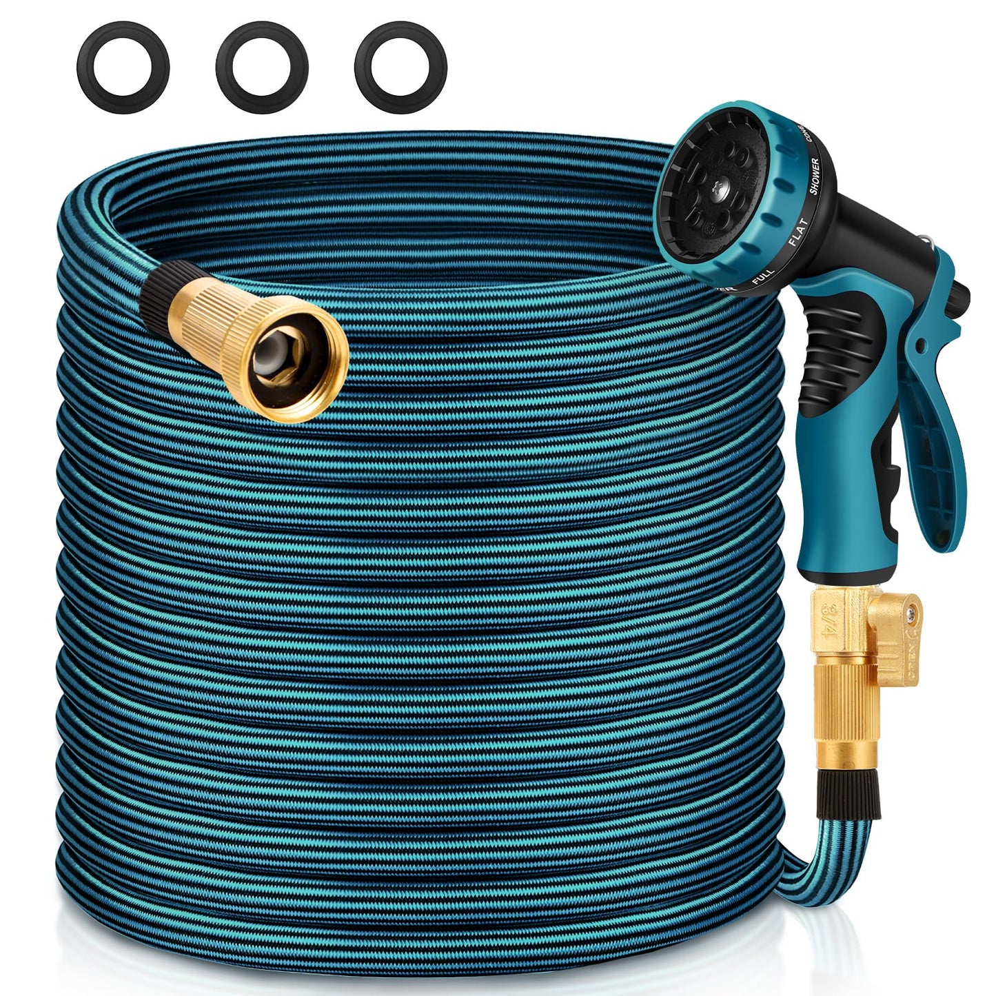 Garden Hose 50FT Non-Expandable Water Hose Lightweight Flexible Kink-Free Leak-Proof Outdoor Hose Portable Watering Pipe for Yard Lawn Camper Outside Durable Fabric with 3/4 Inch Brass Fittings