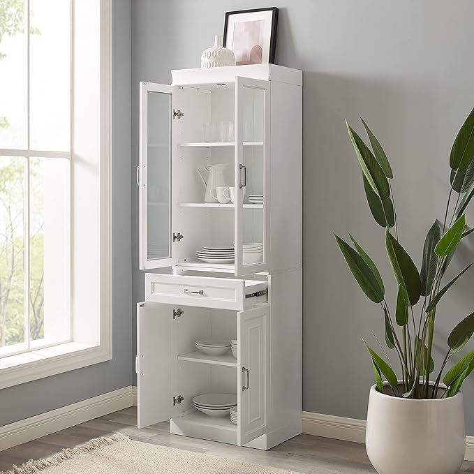 Crosley Furniture Stanton Glass Door Pantry Storage Cabinet