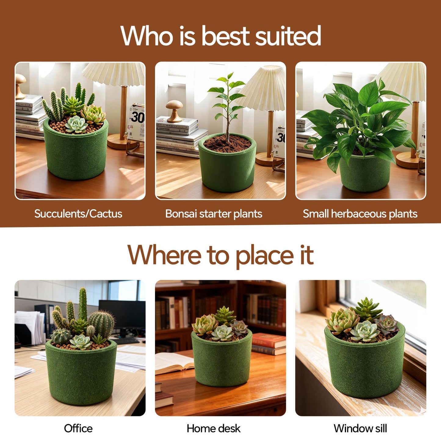 Rayjee Ultra-Breathable Sand Planter Pot, 4-Inch Small Indoor Flower Pot, One-Piece Compression Formed, Sintered at 2000°F+, No Side Leakage, Ideal for Succulents, Cactus & Bonsai-Round Green 3PCS