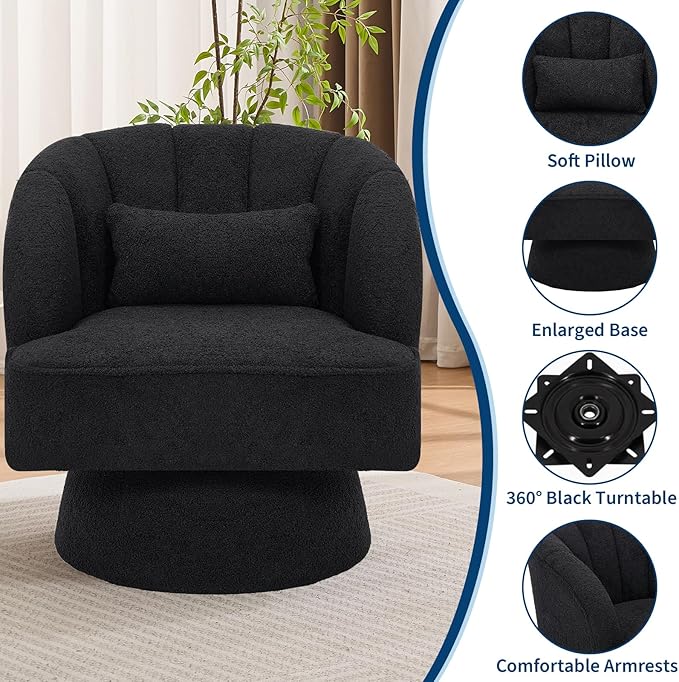 Garvee Ultra-Plush Swivel Accent Chair, 360° Barrel Lounge Chair