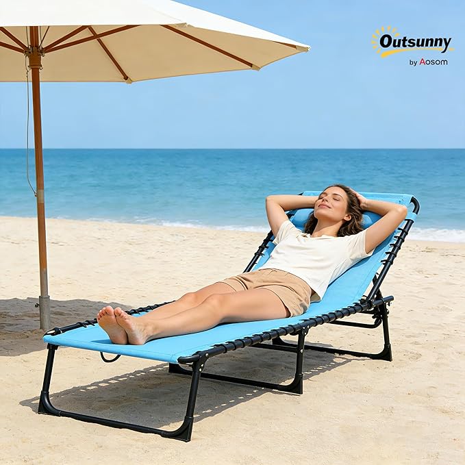 Outsunny Folding Chaise Lounge Chair, Patio Sun Tanning Chair, Outdoor Chaise