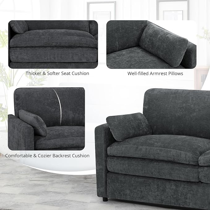 2 Pieces Chenille Sofa Set