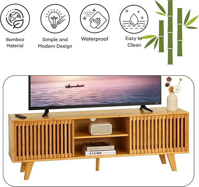 Bamboo TV Stand for TVs up to 65", Accent Entertainment Center