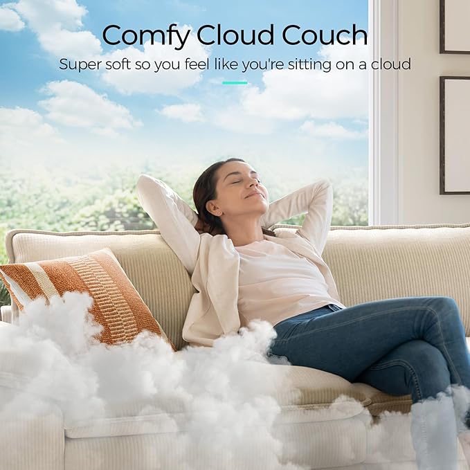 LINSY HOME 123" Modular Sectional Sofa, 3-Seat Corduroy Modern Cloud Couch