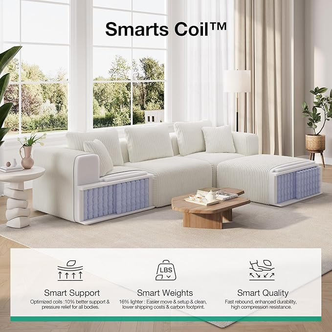 Novilla 106" Modular Sectional Sofa, Modern Cloud Sectional Couch