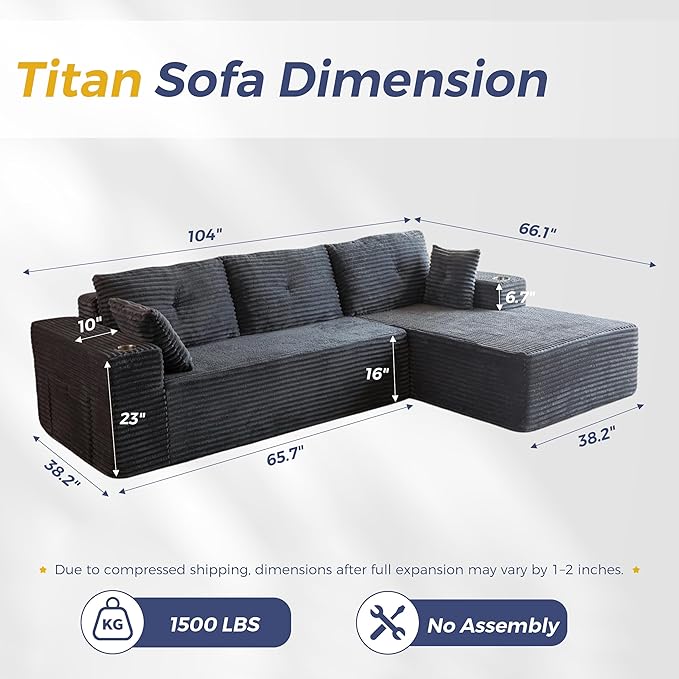 MAXYOYO 104" Modular Sectional Couch