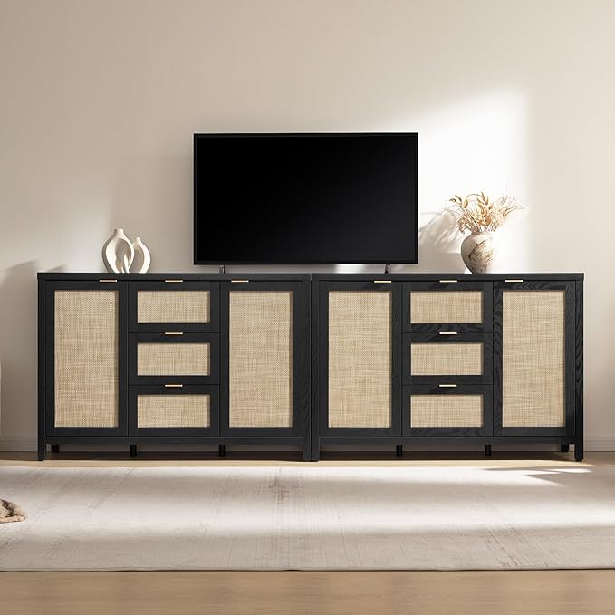 SICOTAS Rattan Large Sideboard Buffet Cabinet