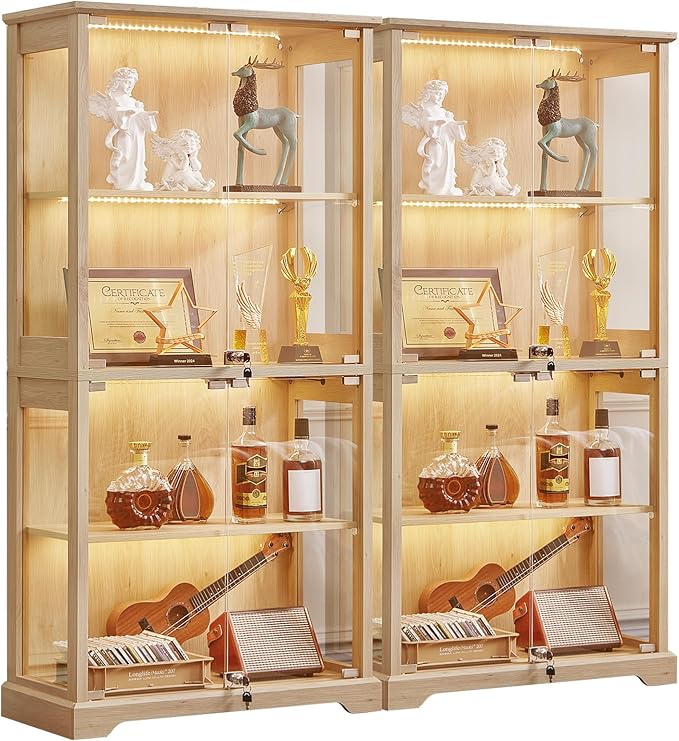LELELINKY Farmhouse Display Cabinet Set of 2