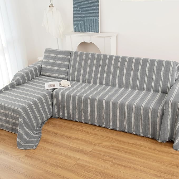 Couch Cover for Dogs, Boho Sofa Covers for 3 Cushion Couch, Chenille Sofa