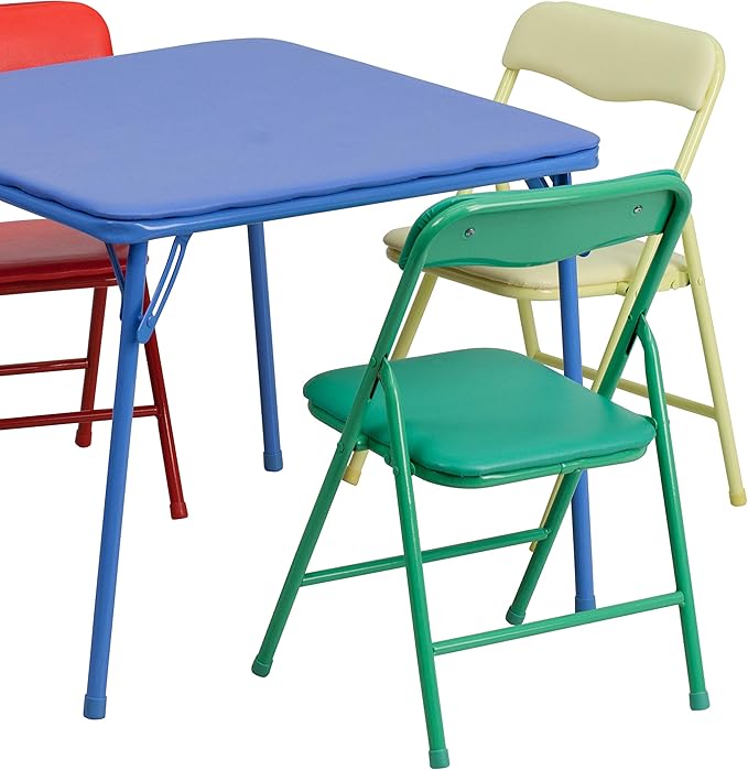 Flash Furniture Mindy Kids 5-Piece set Folding Square Table and Chairs Set