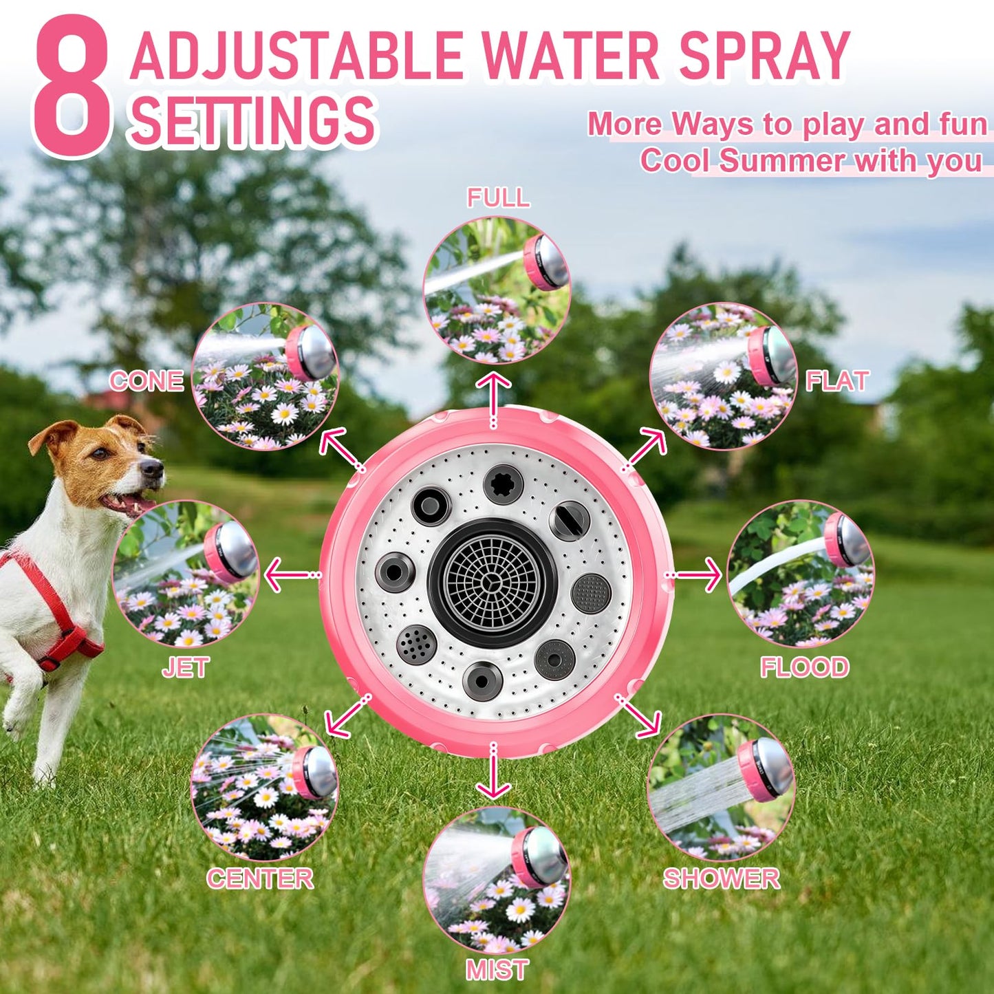 Premium Dog Washing Hose Attachment, Dog Shower Attachment with Pet Grooming Glove, 8-in-1 Sprayer Garden Hose Nozzle with Soap Dispenser Bottle for Garden, Pet Shower and Car Wash