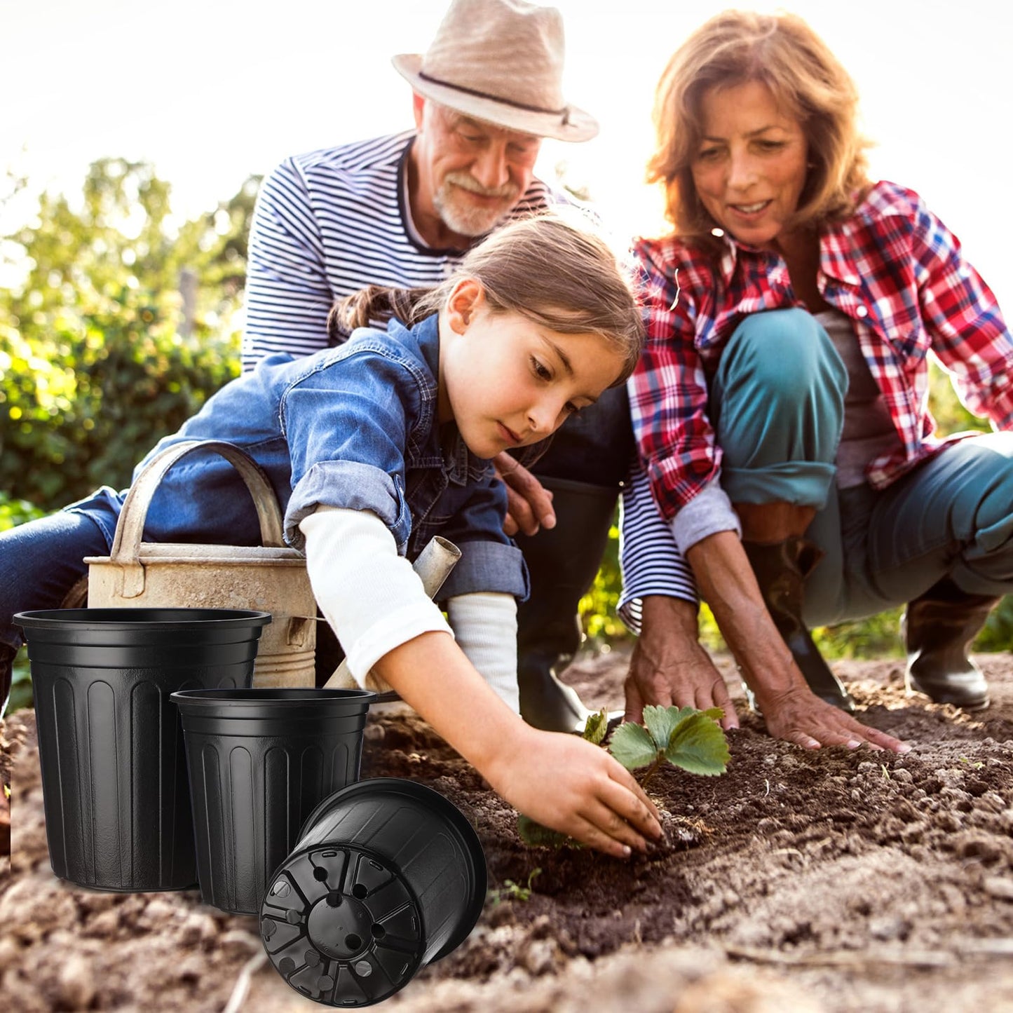 FoldTier 300 Pcs 2 Gallon 1 Gallon Plant Nursery Pots Bulk Flexible Plastic Flower Seed Starting Pot with Drainage Hole Label Tools Container for Seedlings Cuttings Succulent Trade Tree Outdoor