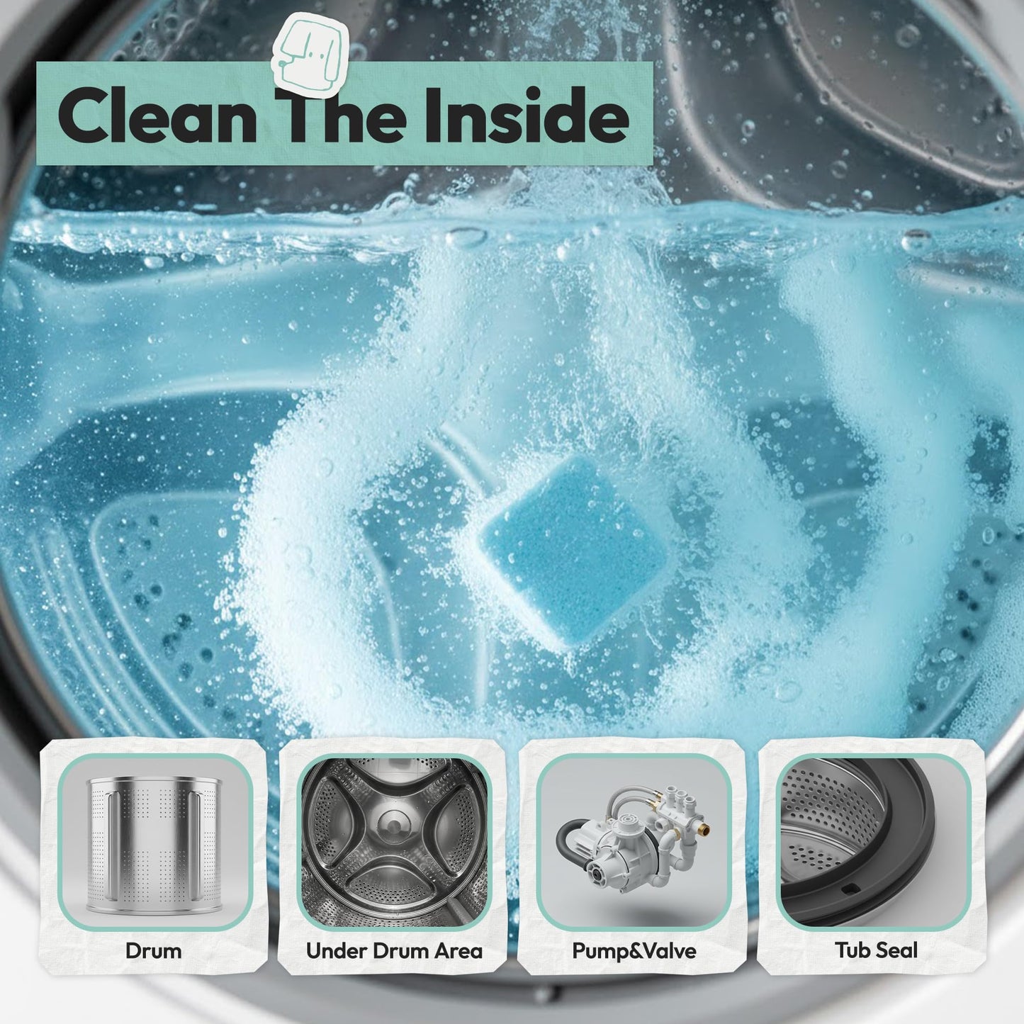 Washing Machine Cleaner Tablets 24 Pack for Pet Owner- Deep Cleaning Descaler & Deodorizer for HE Front Load & Top Load Washers, Septic Safe, Eco-Friendly, 12 Month Supply