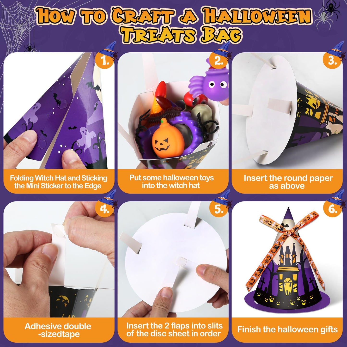 Letapapa 234 PCS Halloween Party Favors for Kids, 24 Pack Witch Hat Treat Bags Filled with Halloween Toys Bulk, Halloween Goodie Bag Fillers for Trick or Treat, Non-Candy Gift School Classroom Prize
