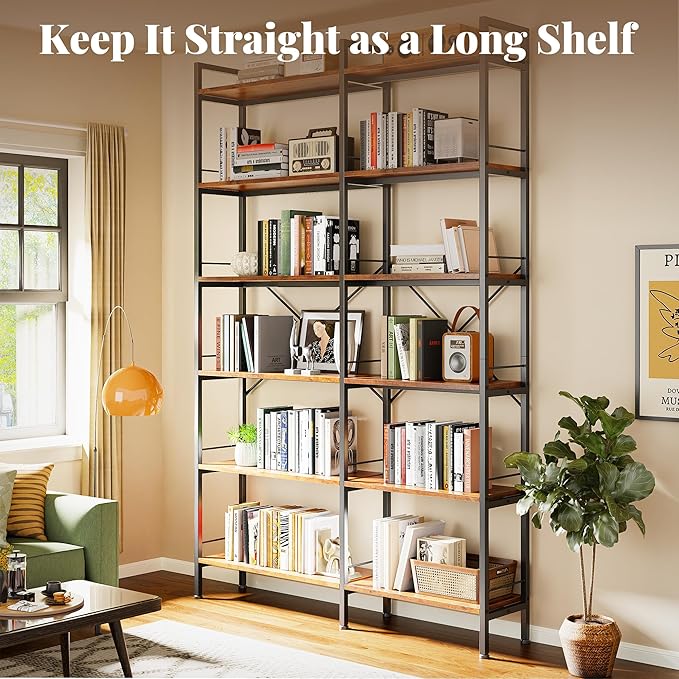Huuger 6 Tier Bookshelf, L Shaped Corner Bookshelf