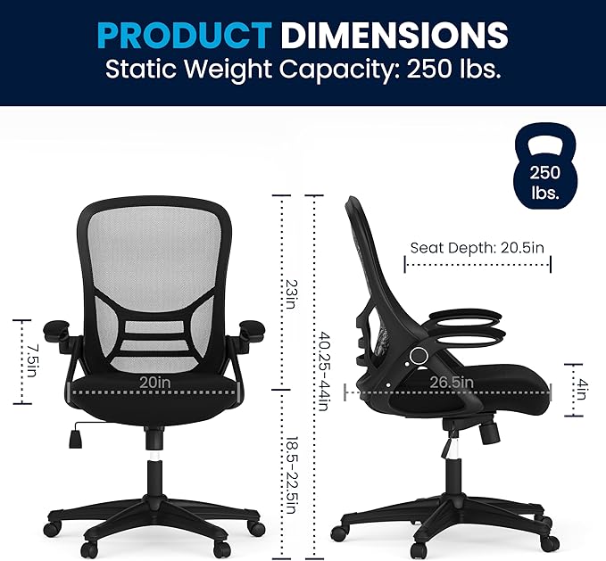 Flash Furniture Porter High Back Black Mesh Ergonomic Swivel Office Chair