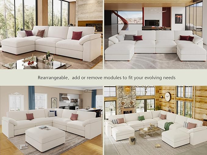 EASE MOOSE Oversized U Shape Sectional Modular Sofa, Wide Deep seat Sectional
