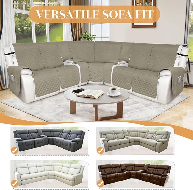 HDCAXKJ 100% Waterproof Reclining Sectional Couch Covers L Shape Recliner Sofa