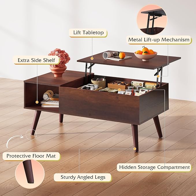 WLIVE Coffee Table for Living Room, Lift Top Coffee Table